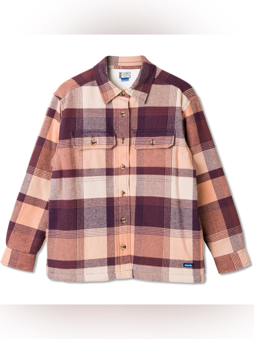 KAVU Pinedrona Boyfriend Overshirt Shacket Blush Berry Plaid Size Small New